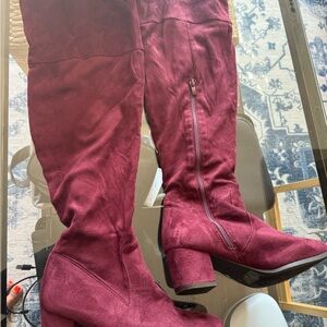 Over the knee burgundy boots